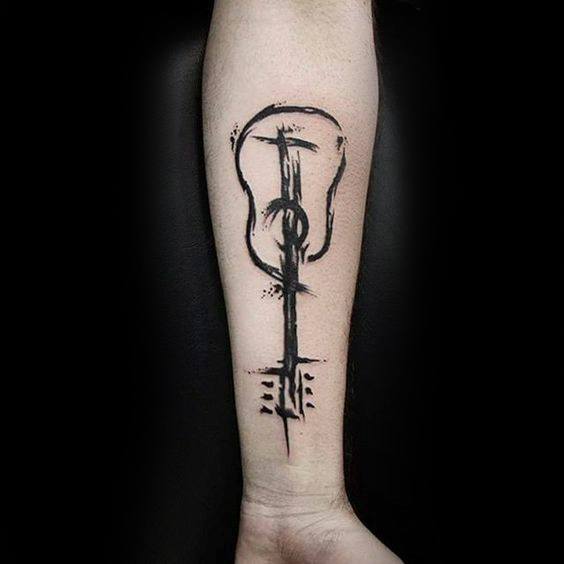Guitar music inner forearm simple tattoo