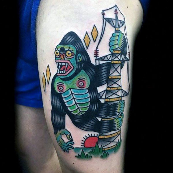 Guy with king kong tattoo design