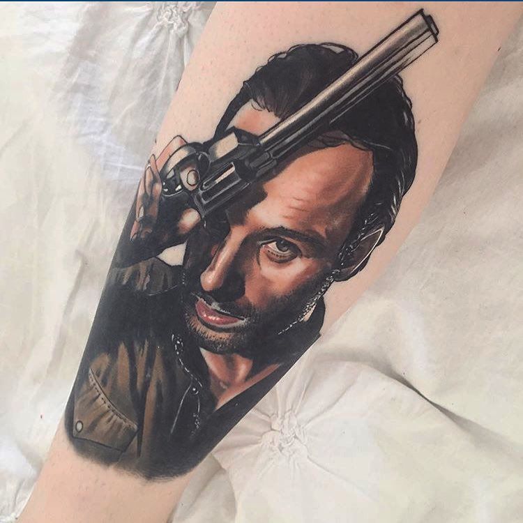 Healed shot of this rick grimes portrait from melbourne tattoo