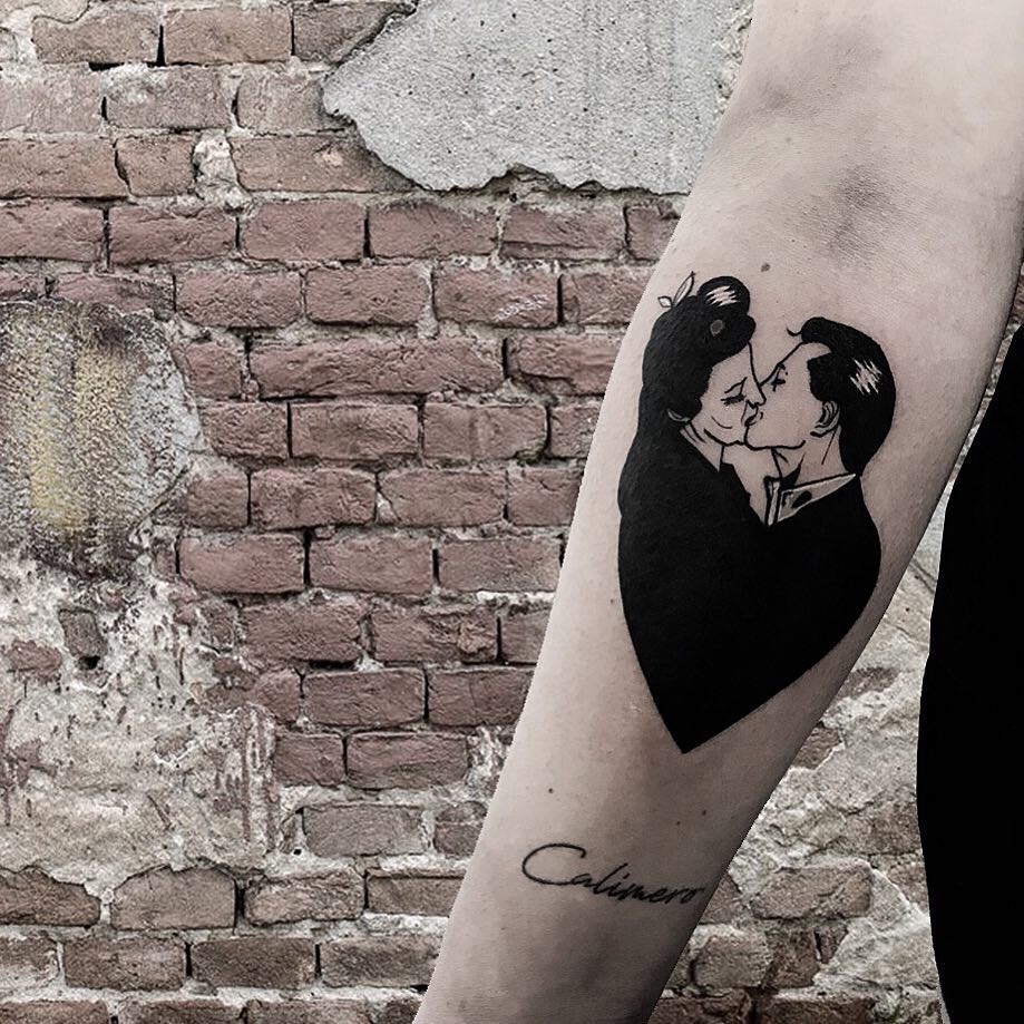 Heart Shaped Lovers Tattoo