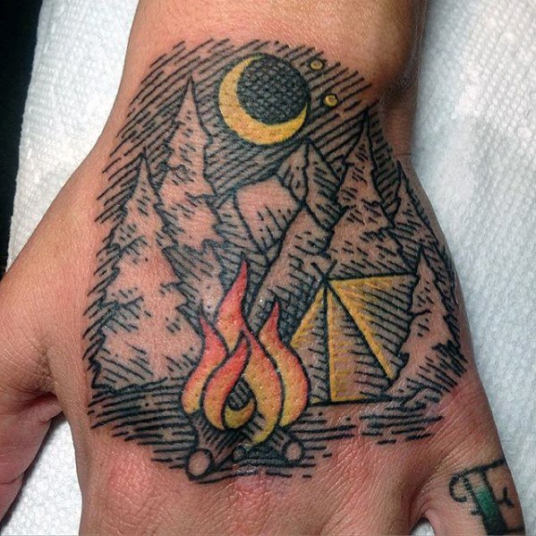 Incredible campfire tattoo for men