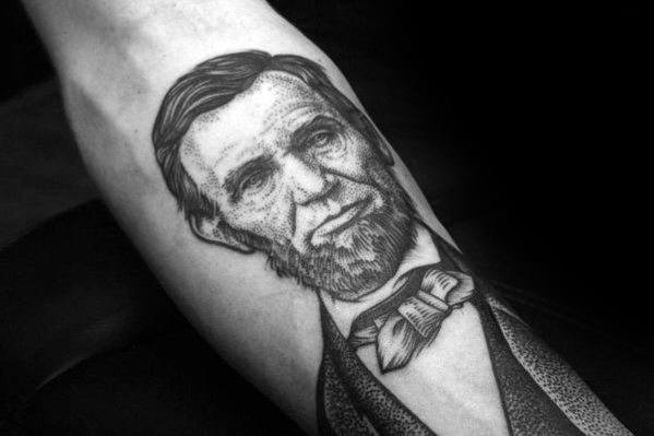 Inner forearm dotwork incredible abraham lincoln tattoos for men Inner forearm dotwork incredible abraham lincoln tattoos for men