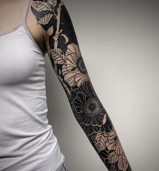 Japanese Blackwork Tattoo on Full Sleeve