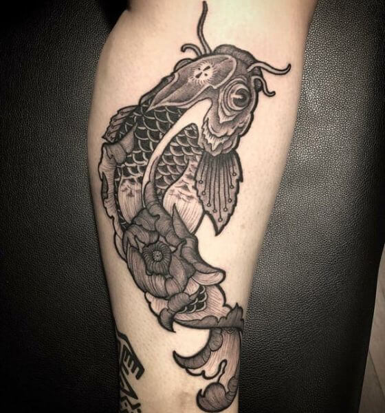 Koi Fish Blackwork Tattoo