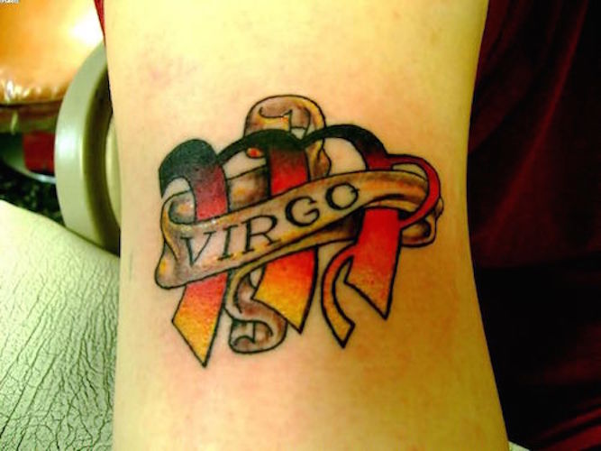 Lettering and old school symbol for Virgos