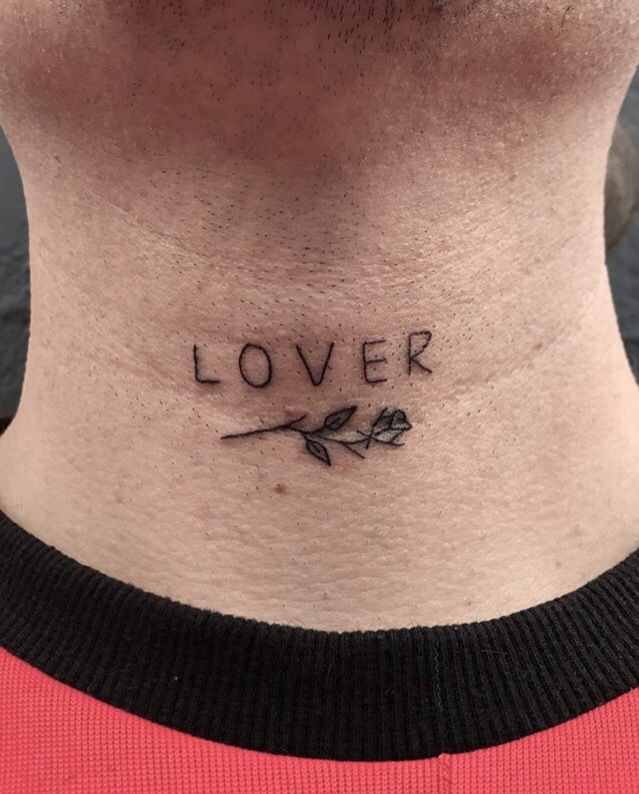 Lover Tattoo On The Neck