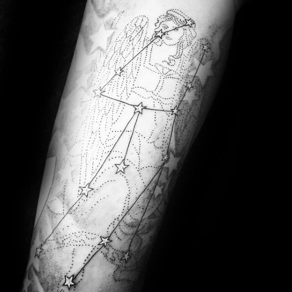 Maiden virgo mens constellation forearm tattoo