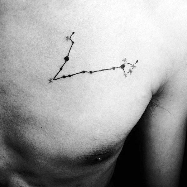 Male pisces constellation upper chest tattoos