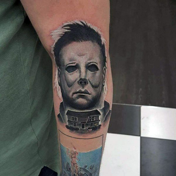 Male tattoo ideas michael myers themed