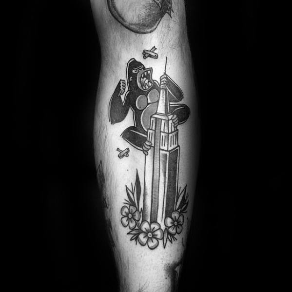 Male tattoo with king kong design
