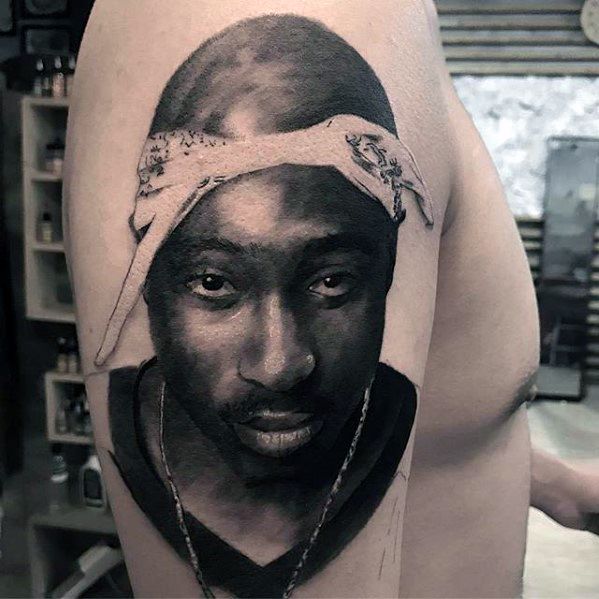 Man arm tupac guys tattoos with portrait design
