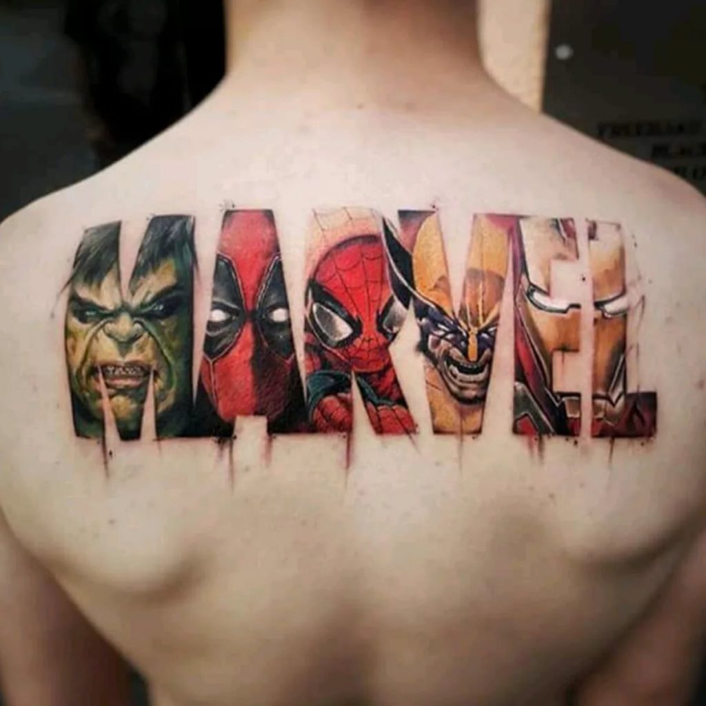 Marvel back tattoo