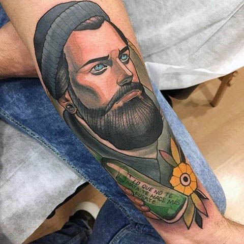 Mens arms bearded man neo traditional tattoo Mens arms bearded man neo traditional tattoo