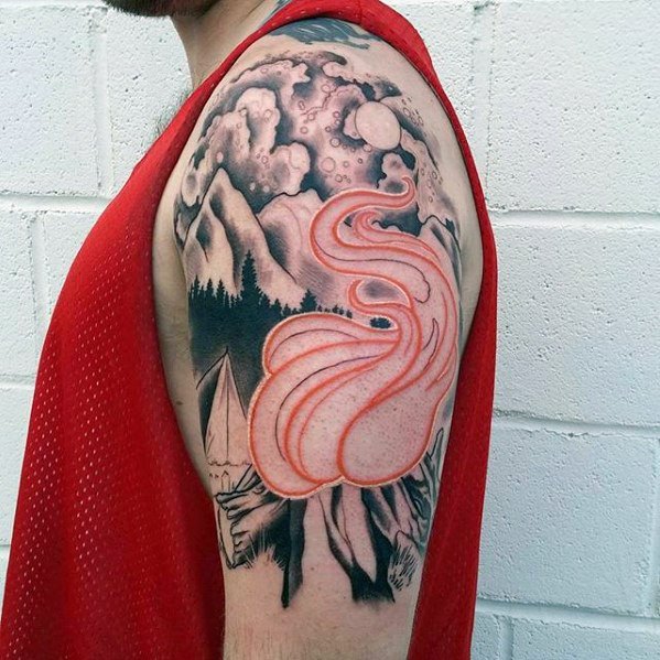 Mens campfire tattoo design inspiration