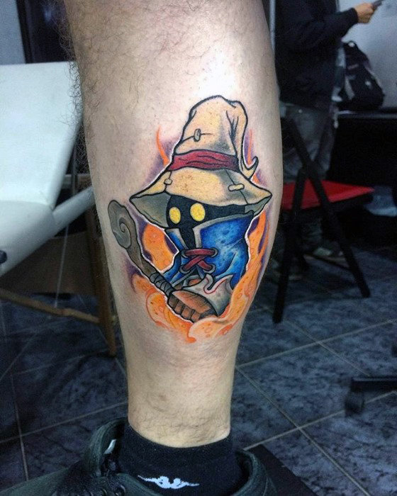 Mens leg calf final fantasy ix vivi ornitier tattoo