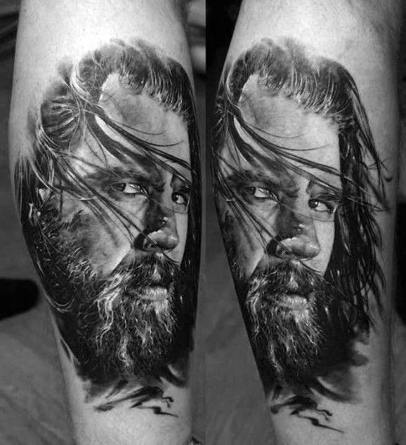 Mens portrait tattoos on forearm Mens portrait tattoos on forearm