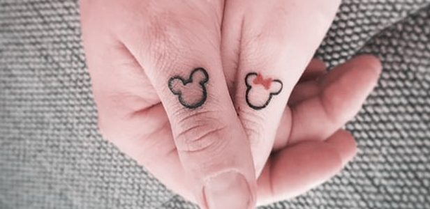 Mickey & Minnie Tattoo on Thumb