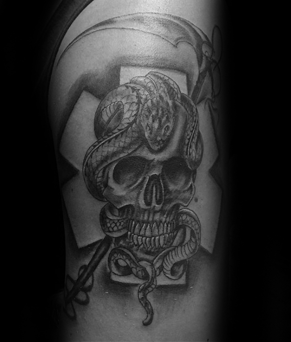 Negative space star of life skull guys cool arm tattoos Negative space star of life skull guys cool arm tattoos