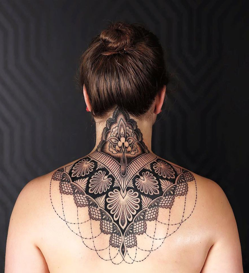 Ornamental Neck Tattoo