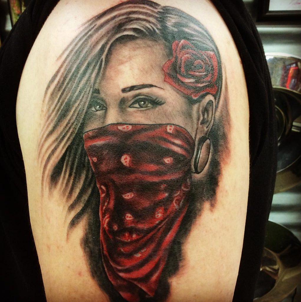 Realistic mother teresa tattoo on waist