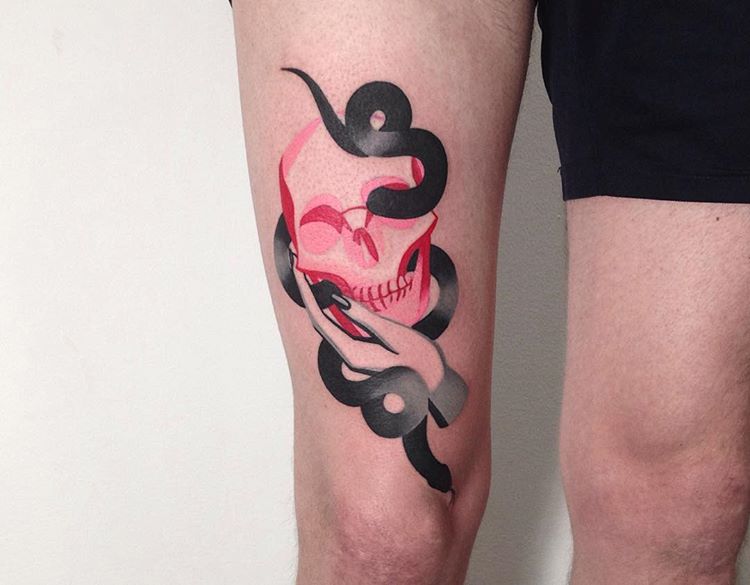 Red Skull And Black Snake Tattoo Red Skull And Black Snake Tattoo