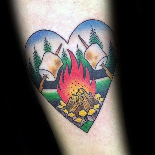 Remarkable campfire tattoos for males