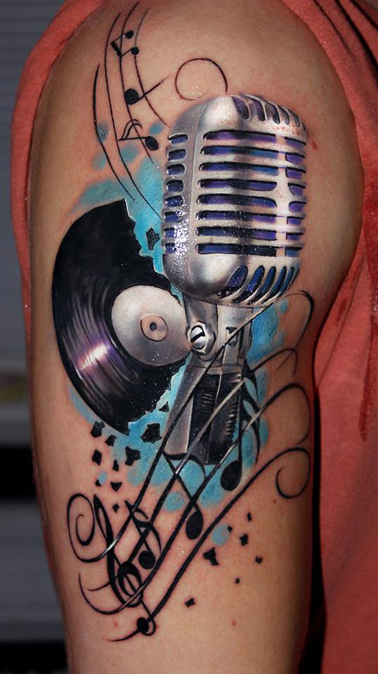 on Instagram  microphone microphonetattoo music musictattoos  grabthemic blackandgreyrealismtattoo