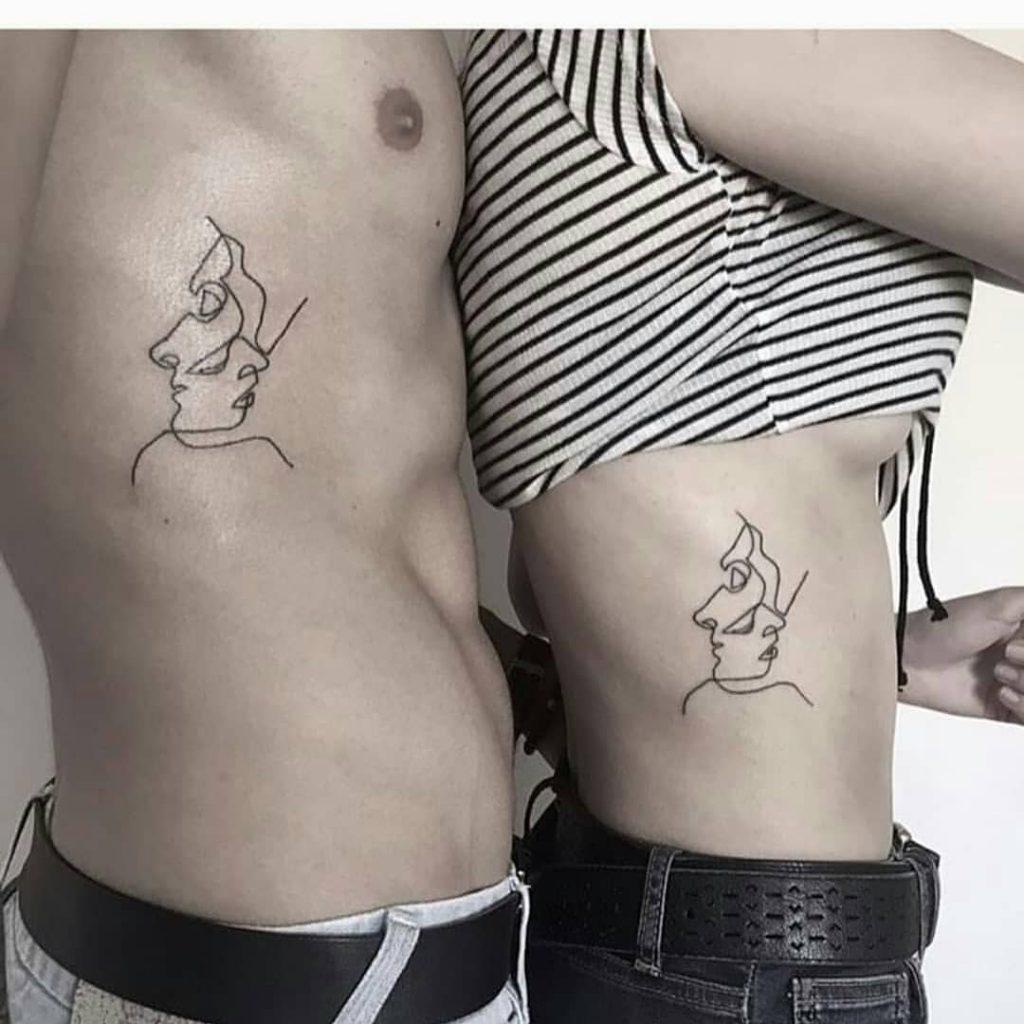 Rib Cage Tattoo Idea For A Couple