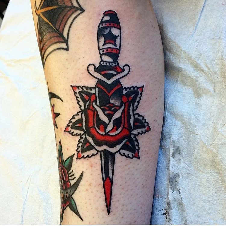 Rose Dagger Tattoo