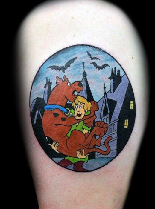Scooby doo leg calf cartoon male tattoo