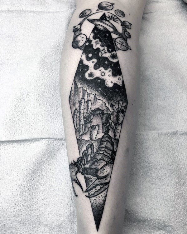 Scorpio themed mens back of leg tattoo designs Scorpio themed mens back of leg tattoo designs