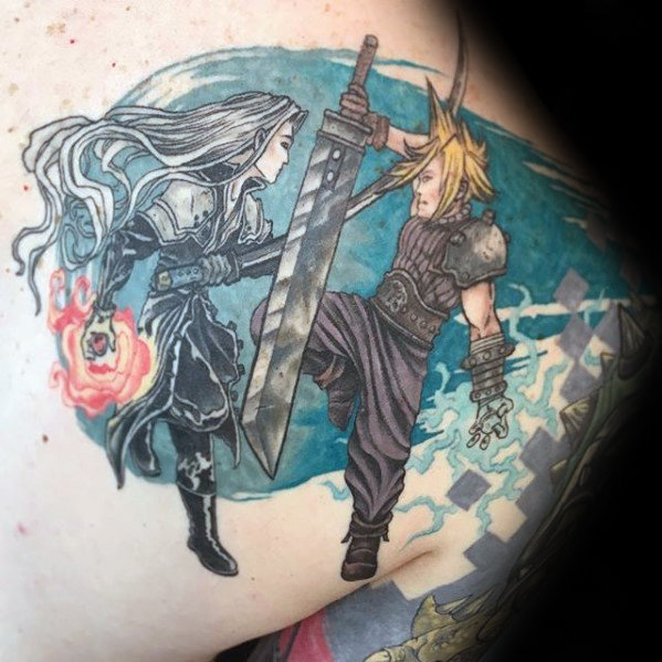 Shoulder final fantasy themed tattoos for men