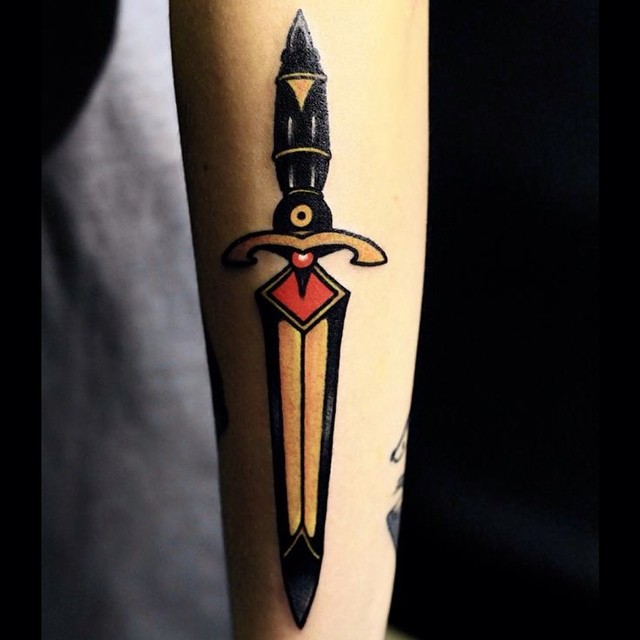 Simple Traditional Dagger Tattoo