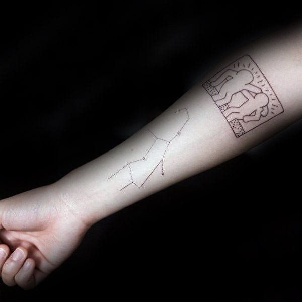 Simple inner forearm virgo constellation guys tattoo