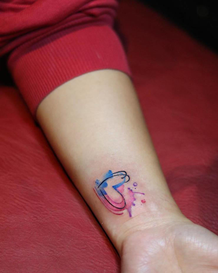 Small Watercolor Love Tattoo