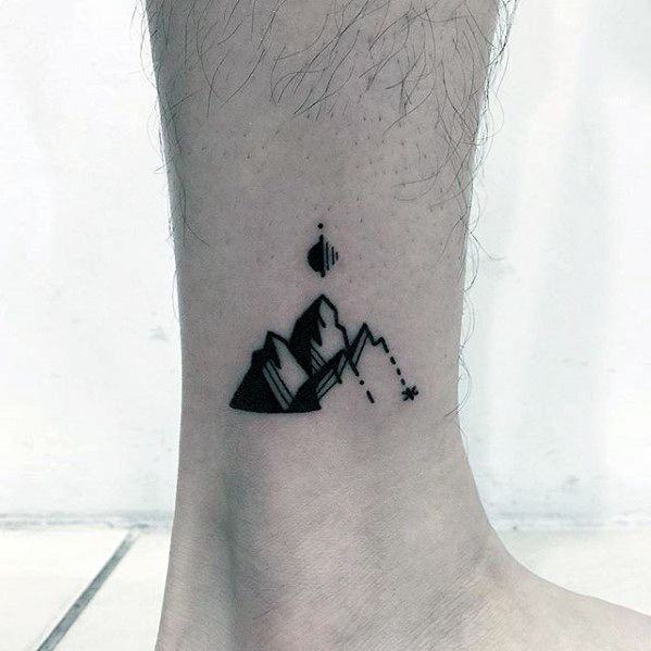 Small ankle mountain male small nature tattoo inspiration