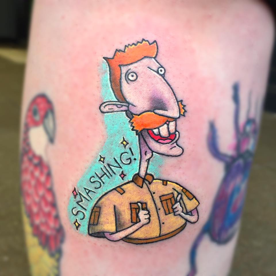 Smashig Thornberry Tattoo Inked On Thigh