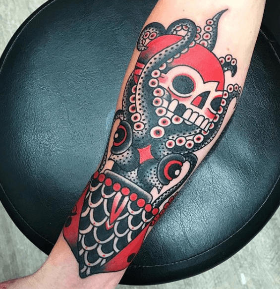 Squid And Skull Tattoo Squid And Skull Tattoo