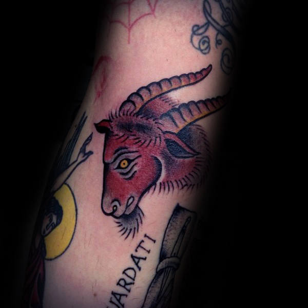 Traditional goat tattoo mens capricorn design ideas