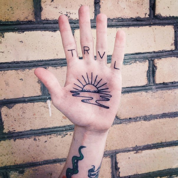 Trvl hand letter man tattoo