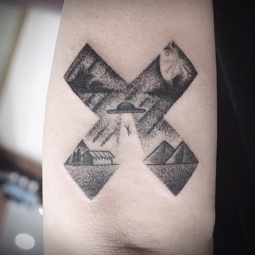 UFO Dotwork tattoo