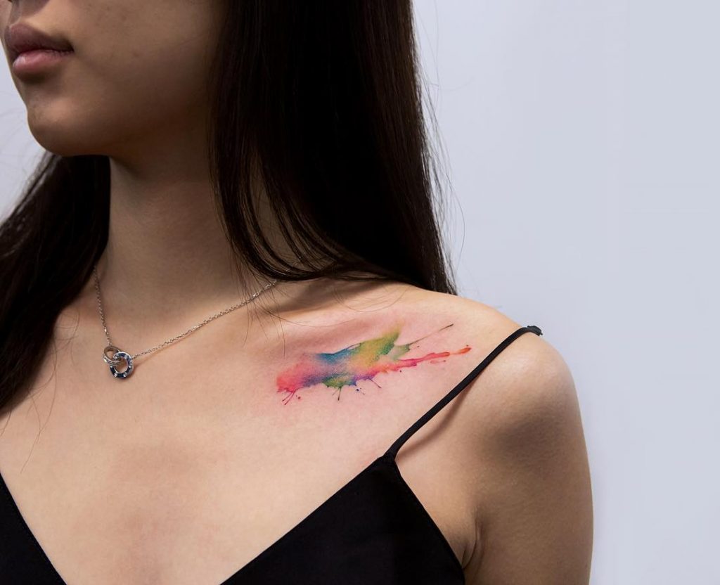 Watercolor Paint Splash Tattoo