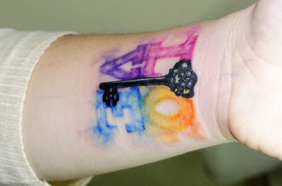 Watercolor love tattoo
