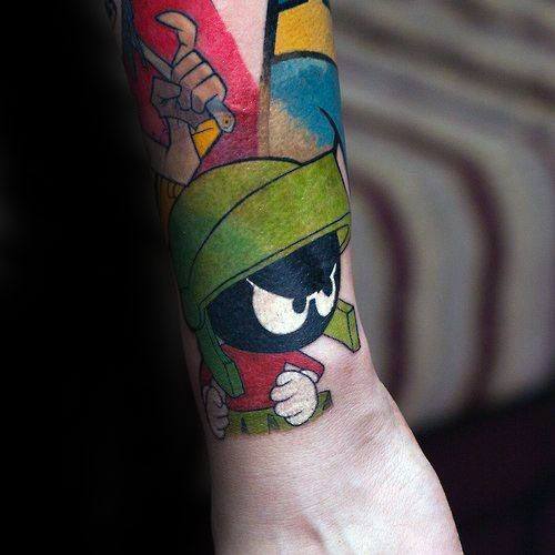 Wrist marvin the martian mens tattoo ideas