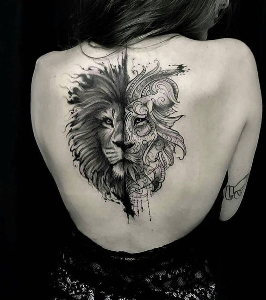ornamental lion tattoo
