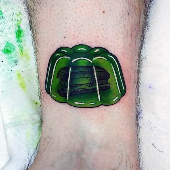 3d green jello the office tattoo on man