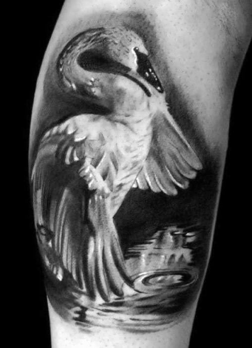 3d mens tattoo ideas with swan design