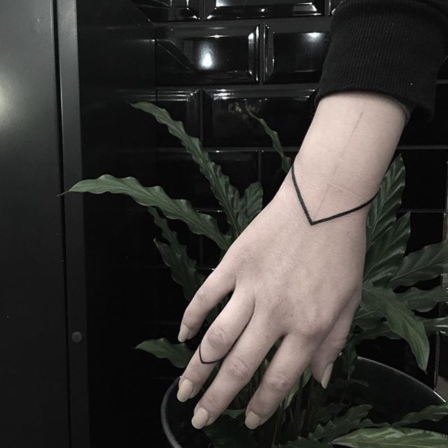 Adorable Minimal Armband And Ring Tattoo
