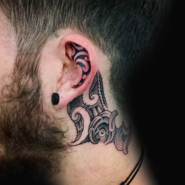 Amazing mens tribal ear tattoo