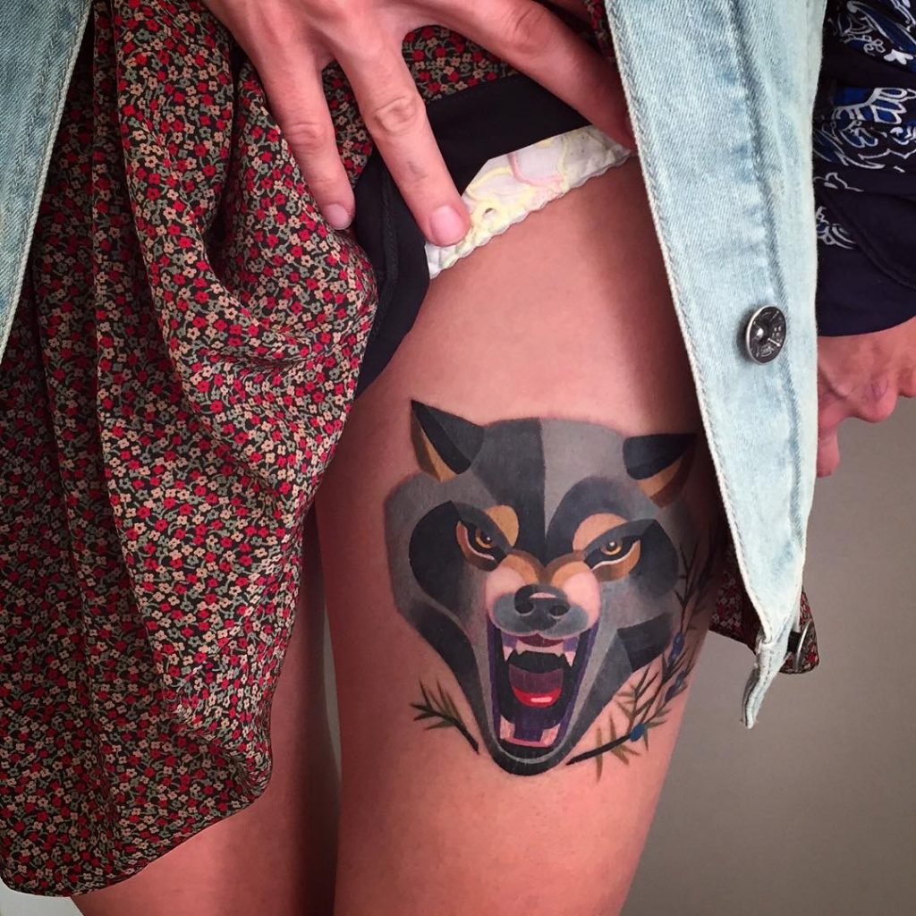 Angry Wolf Tattoo